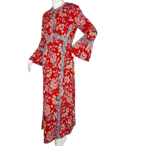 Cinq a Sept Smyth Venetian Red Floral High Slit Midi Dress Size 6 New with Tags - Picture 4 of 13